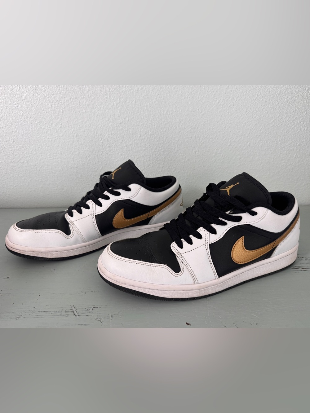 Air Jordan Low Top Sneakers - Black White Gold